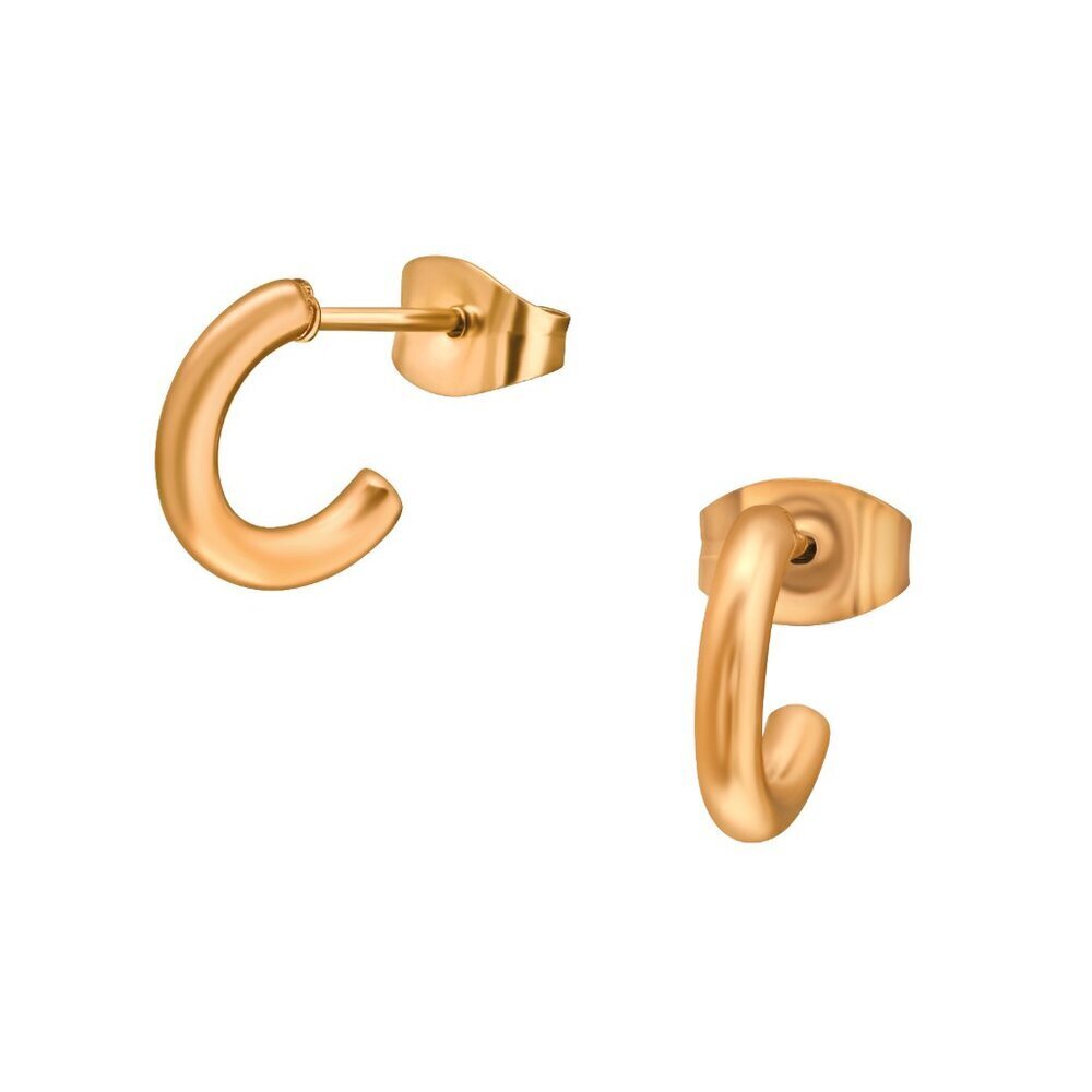 Rose Gold Stainless Steel Half Hoop Earrings 10mm